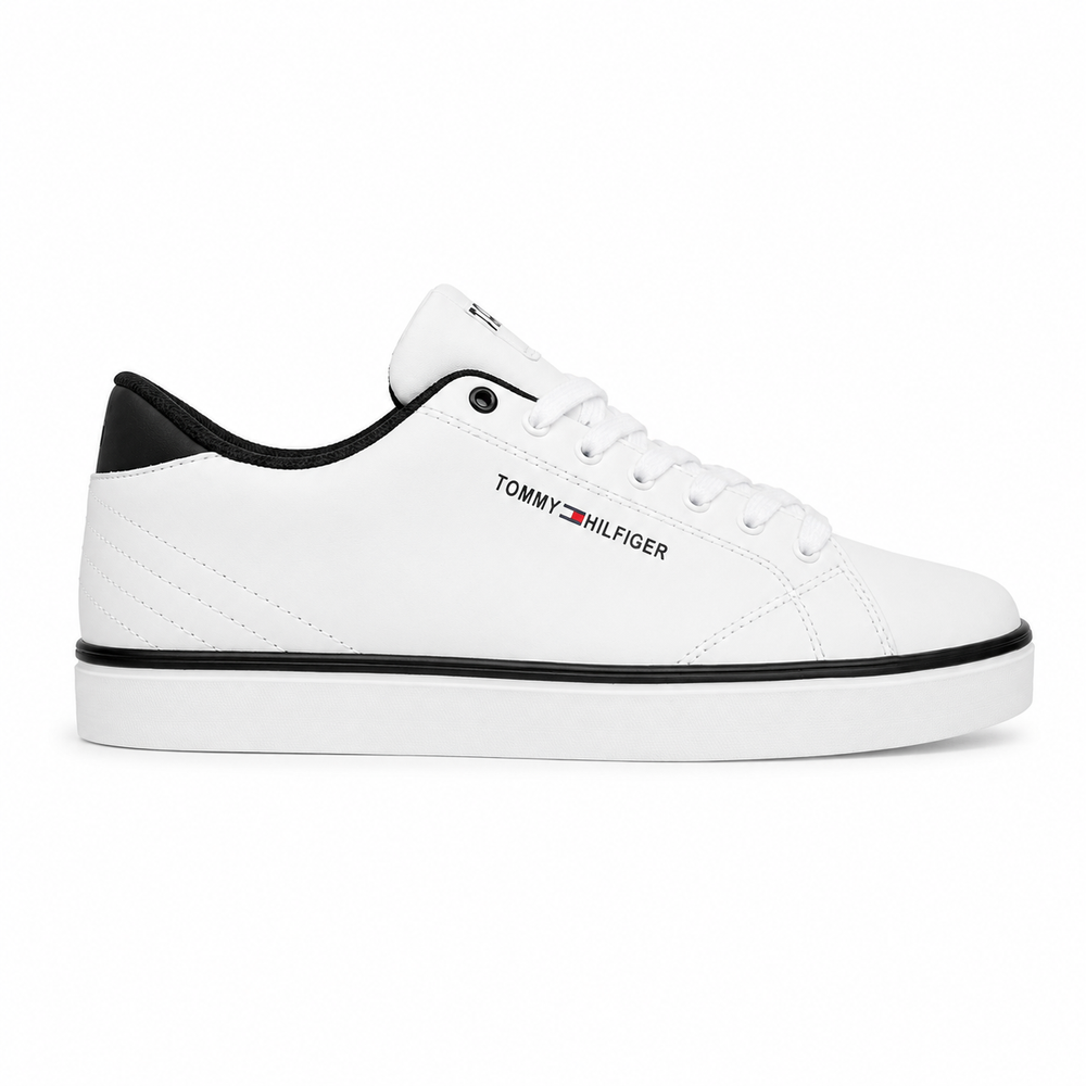 Tommy Hilfiger Sneakers Homme – Blanc & Noir | Style Élégant et Intemporel