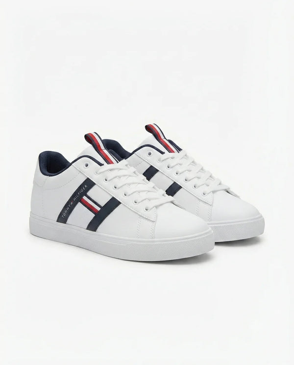 Tommy Hilfiger Essential Cupsole – Baskets Homme Blanc/Bleu Marine