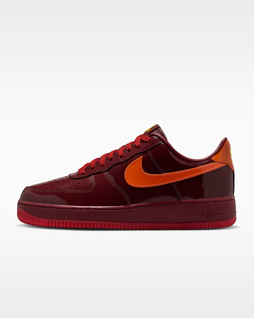 Nike Air Force 1 Low – Bordeaux Verni & Swoosh Orange