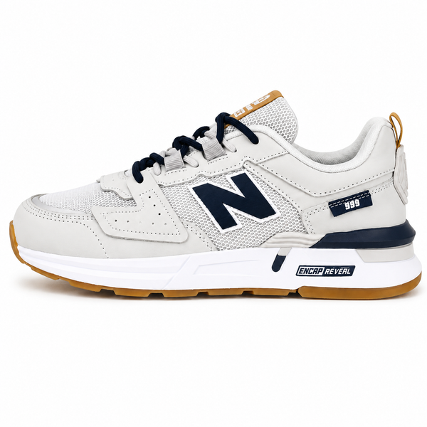 New Balance 999 – Blanc Cassé, Bleu Marine & Semelle Gomme 🤍💙🤎